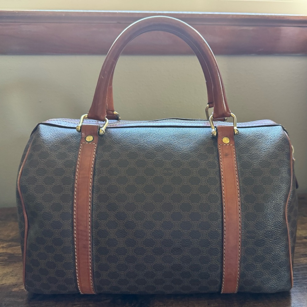 Celine Boston Bag with Structured Design and Leather Accents - Picture 10 of 16